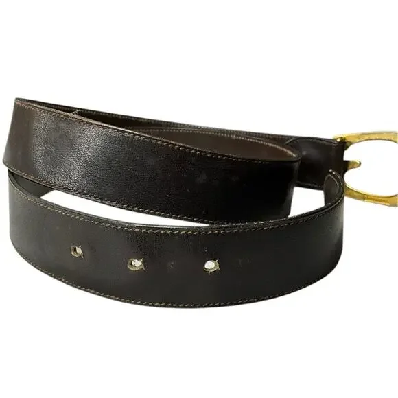 972. Gucci Gold G Leather Belt - Picture 4 of 6